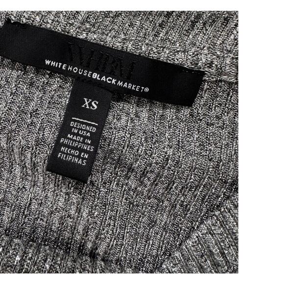 WHBM White House Black Market Silver V Neck XS Cap Sleeve Top - Picture 3 of 9